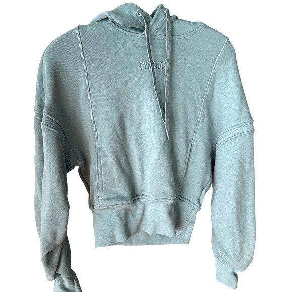 Gymshark Tops - GYMSHARK HEAVYWEIGHT LOOPBACK‎ SWEAT HOODIE, SMALL, Duck Egg Blue